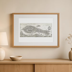 Old map of Venice from 1650 - Birdview of venice by M. Merian. Antique Style Bride of the Sea. Birdeye view - Vintage Venice map