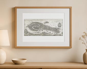 Venice Print, Antique City Map of Venice, Italy, Vintage Wall Art
