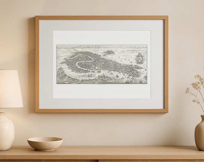 Venice Print, Antique City Map of Venice, Italy, Vintage Wall Art