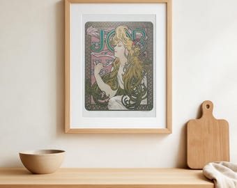 Alphonse Mucha JOB Poster Art Nouveau, Donna d'epoca, Stampa artistica