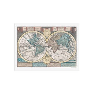 Globus Terrestris World Map by Johann George Schreiber - Antique Double-Hemisphere Map, Vintage Historic Cartography Print
