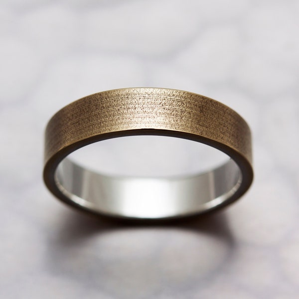 Recycled Cymbal Bronze and sterling silver ring. Alternative Wedding/anniversary band. Music lover, sustainable musician jewellery