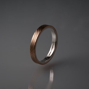 Recycled alternative wedding ring. Cymbal bronze and sterling silver sandblasted Men’s Women’s