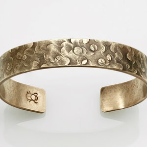 Recycled Bronze Unisex Handmade Textured Cuff, Hammered Bronze Bracelet, Cymbal Bronze Cuff. Drummer Jewelry Jewellery, 8th Anniversary