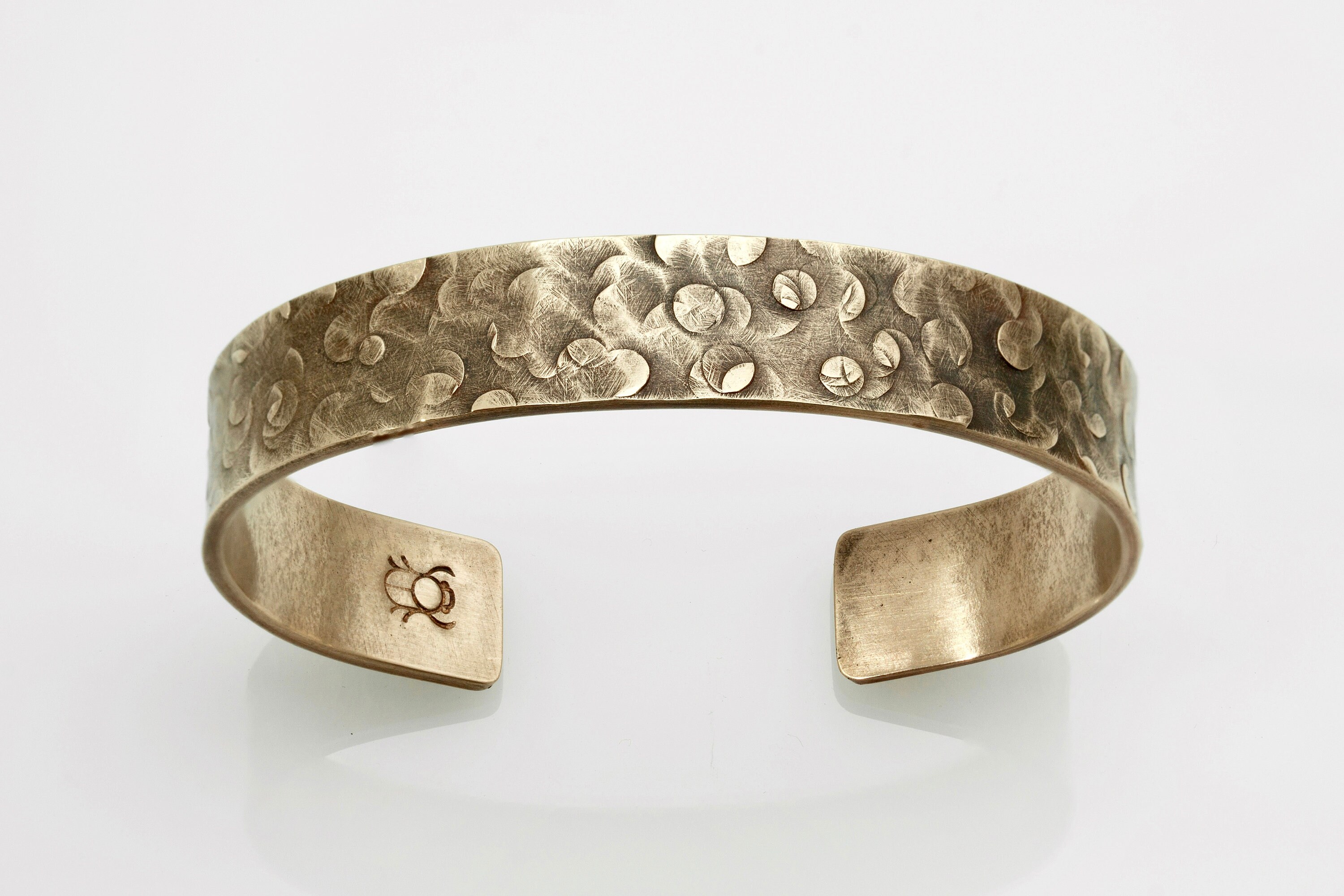 Recycled Bronze Unisex Handmade Textured Cuff, Hammered