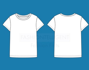 Technische Zeichnung (CAD-Vektorskizze) für T-Shirt-Mode, CAD-Vektorskizze für Adobe Illustrator, digitaler Download