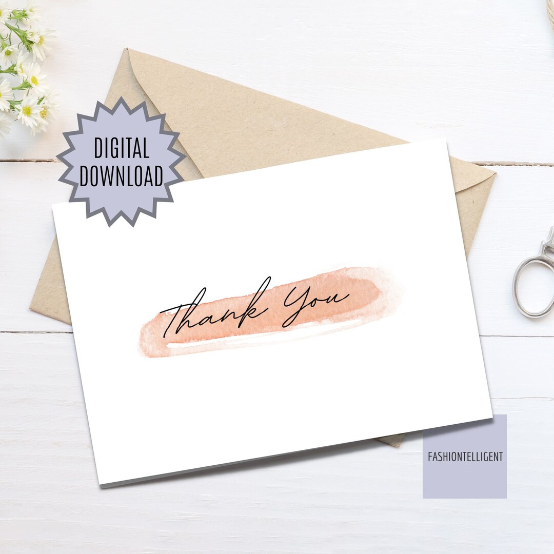 Thank You Card 5x7 Inches for Instant Download - Digital Postcard ...