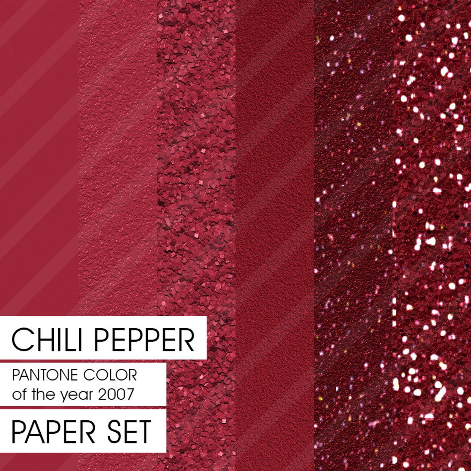 Glitter Paper PANTONE 2007 Chili Pepper 6 different versions Etsy