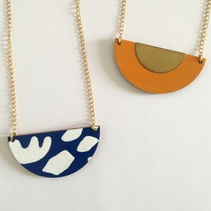 Necklace, graphic, geometric, in wood, minimalist, laser cut image 2