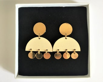 CHARLIE2 - Wooden earrings graphics, circle, minimalist, wood, made in France