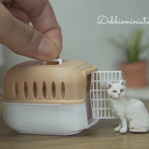Dollhouse Miniature 1:12th Scale Dog Cat Animal Pet Carrier Box 3D Printed 2