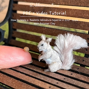 PDF + videohandledning Realistisk miniatyr dockhus med ekorre i skala 1:12 | Digital nedladdning | Polymer Clay DIY-guide