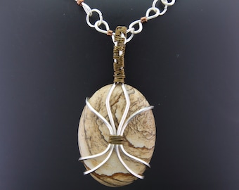 Picture Jasper with Silver Wrapping