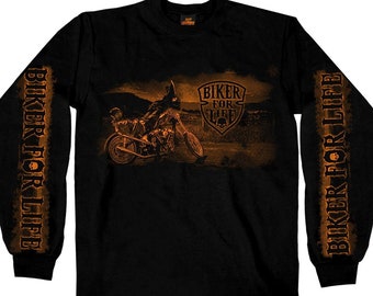 Men's "Biker for Life" Long Sleeve Shirt - GMS2148