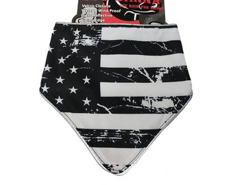 Dog Danna - Black and White Distressed American Flag - Reflective Dog Bandana - Small Medium Large