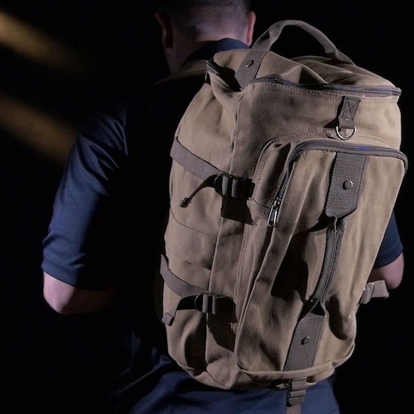 Military Style Convertible Bag Converts From Backpack To a Duffle Bag in Seconds