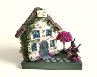 The Witches Inn Diorama / Shelf Sitter / Home Decor / Witch Cottage House