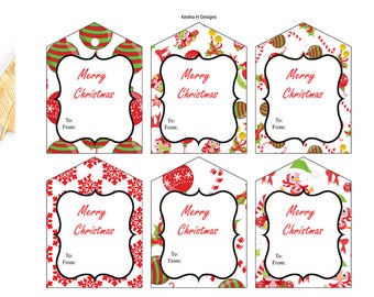 Kerst grillige gunst tags, kerstvogels, kerstornament tags, kerst gunst tags, kerstcadeau tags, INSTANT DOWNLOAD