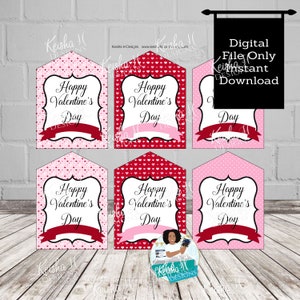 Heart Valentine Favor Tags, Classroom valentine tags, School valentines, Kid Valentine tag, Valentine Goody Bag, Thank you tag