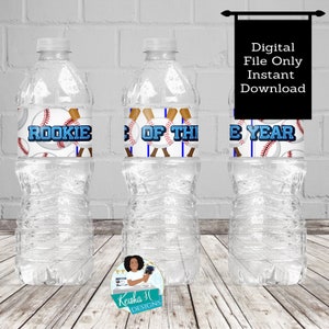 Rookie Baseball Birthday Party Water Bottle Label, Baseball Gift Table Favor Printable, Sports Boy Girl Birthday Label, Instant Download