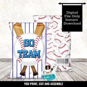 Go Team Baseball Party Chip Tasche Geburtstag Party Favor Printable, Schule Baseball Sport Party Chip Wrapper, Digitaler Party Tisch Geburtstag