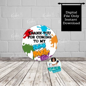 Slime Birthday Sticker Party Favor Label, Slime 2.5 inch cupcake toppers, Slime Goody Treat Bag Label, Slime Sticker, INSTANT DOWNLOAD