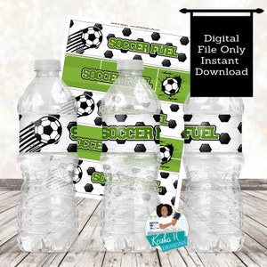 Soccer Birthday Water Bottle Label, Printable Party Label,  DIY Birthday Decorations, Football Game Day Birthday Party, INSTANT DOWNLOAD