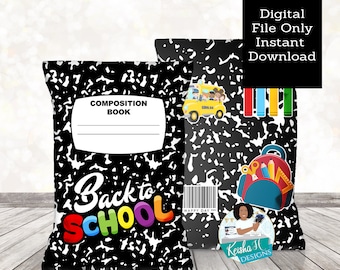 Back to School Party Chip Bag Birthday Party Favor Printable, Teacher Gift Party Chip Wrapper, Digital Party Table First day of school Favor