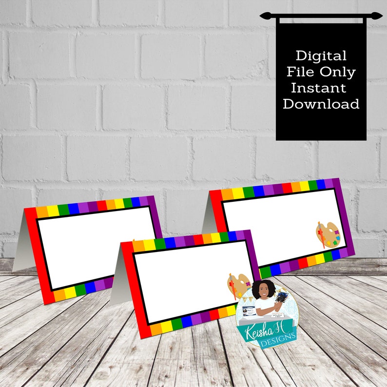 Art Paint Party Food Table Labels Paint Instant Download Art Paint Table Number Escort card Paint Birthday Party Food Tent Place Cards