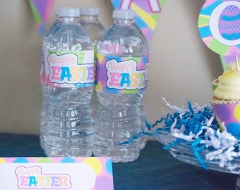 Happy Easter Water Bottle Label, Printable Party Label,  DIY Holiday Decorations, Easter Decoration,  INSTANT DOWNLOAD