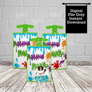 Slime Applesauce Pouch Label, Slime Birthday Party Label, Slime Birthday Party, Slime Food Label, Slime Party Favor
