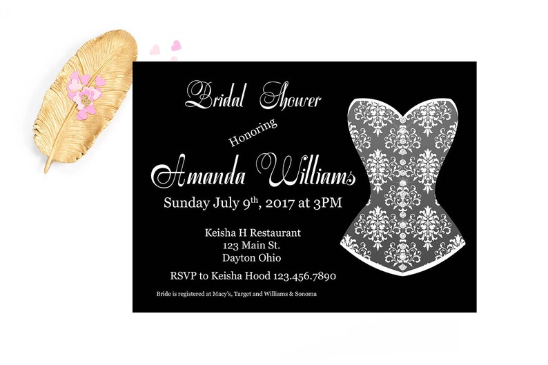 Black And White Corset Bridal Shower Invitation Bachelorette Party Bridal Luncheon Bride To Be Invitation Party Invitation Bride Brunch