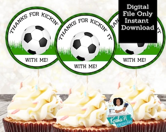 Soccer Birthday Cupcake toppers, DIY Birthday Decorations, 3 inch cupcake toppers, Football Printable, INSTANT DOWNLOAD