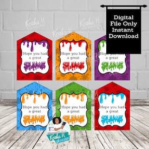 Slime Thank You Favor Tags, Slime Birthday Party Favor Tags, Printable Favor Tags, Slime Theme Tags, Instant Download