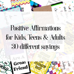 Afirmaciones positivas para niños, Pensamientos positivos para adolescentes, Citas inspiradoras para adultos, Citas digitales 4x6, Descarga instantánea