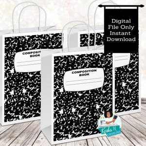 Notebook Back to School Gift Bag Label, Teacher PTO PTA Favor bag Label, Meet the Teacher Decor, School Goody Bag Label