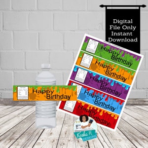 Slime Water Bottle Party Favor Label, Slime Birthday Party Favor Label , Slime Party, 8x2 Inches INSTANT DOWNLOAD