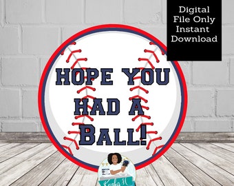 Baseball Sports Birthday Sticker, Baseball Birthday Label, 3 inch cupcake toppers, Baseball Treat Goody bag Label, INSTANT DOWNLOAD