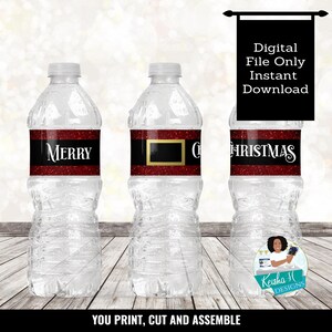 Santa Claus Party Favor Water Bottle Labe, Christmas Favors, Christmas Printable, Christmas Treat, Holiday Snack, Christmas Holiday Drink