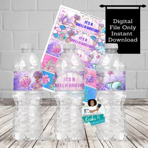 Meerjungfrau Ozean Party Wasserflasche Etikett, Meerjungfrau Geburtstagsfeier, Meerjungfrau Babyparty, Meerjungfrau Gunst Tisch Wasserflasche, SOFORTIGER DOWNLOAD
