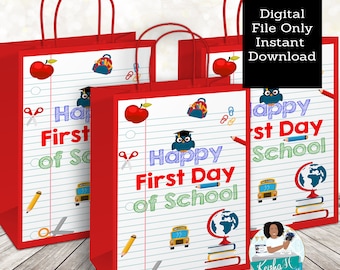 Notebook Back to School Gift Bag Label, Teacher PTO PTA Favor bag Label, Meet the Teacher Decor, School Goody Bag Label, Instant Download