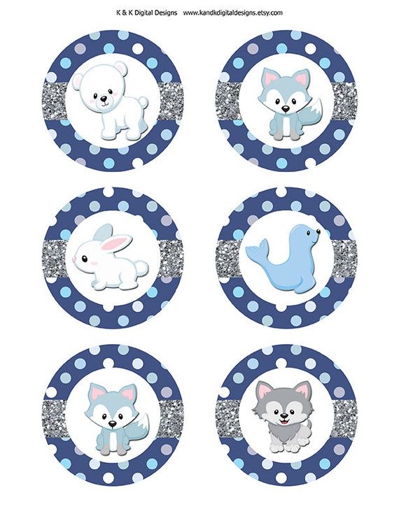 3 inch cupcake toppers Arctic Animals Themed Birthday Cupcake Etsy