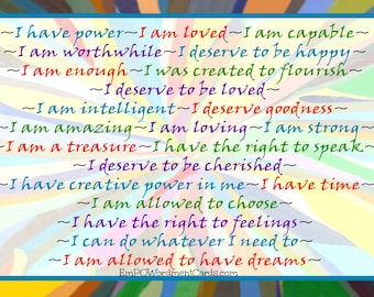 I Have Power 5x7 Card, Affirmations, Self-esteem, self-awareness, Empowerment Handmade Greeting, empowering girls and women, Encouragement