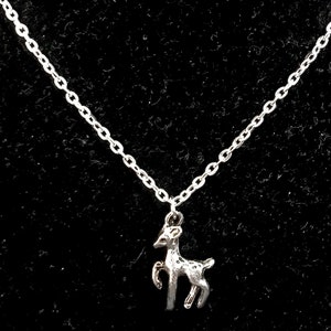 Antique Silver Metal Deer Necklace with Chain (Sterling or Regular)