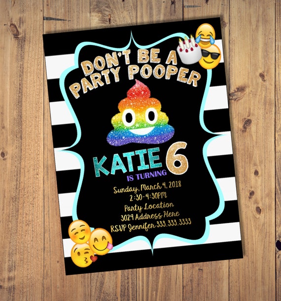 Poop Emoji Emoji invitation Emoji Birthday Invitation Poop | Etsy