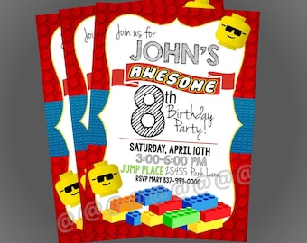 Lego Birthday Invitation, Lego Birthday, Boys Birthday, Lego Theme