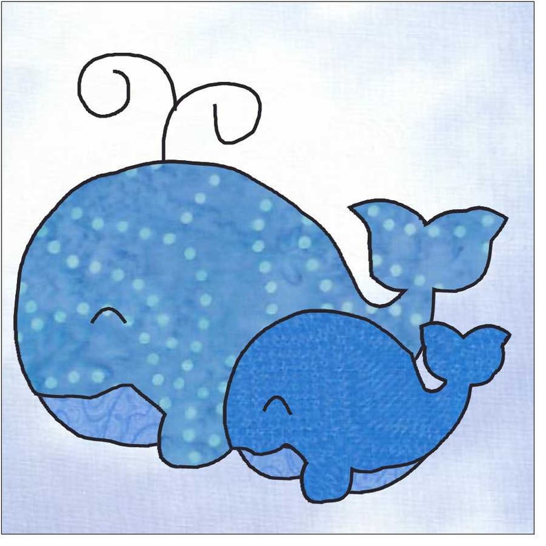 Mama and Baby Whales Applique Pattern Applique Pattern Quilt Etsy