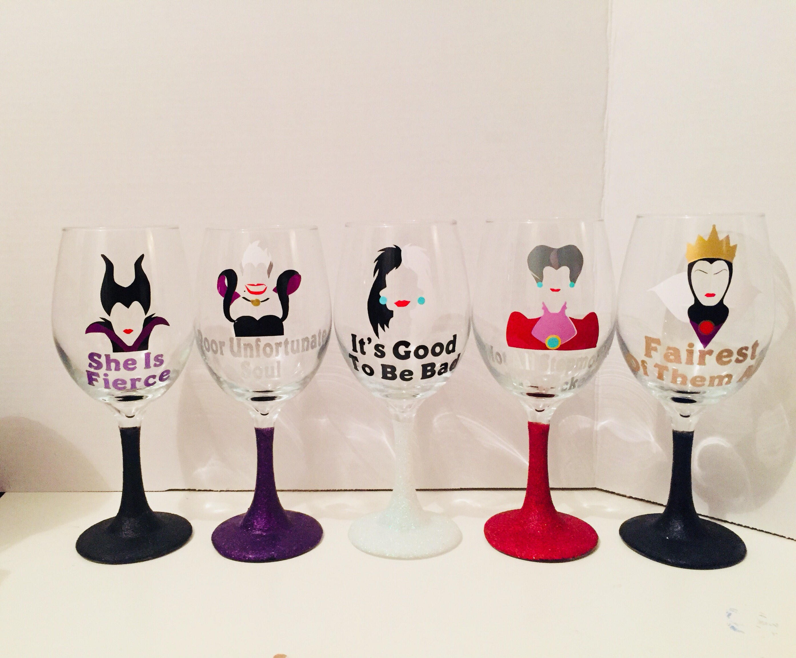 Disney Villain Inspired Wine Glasses Etsy