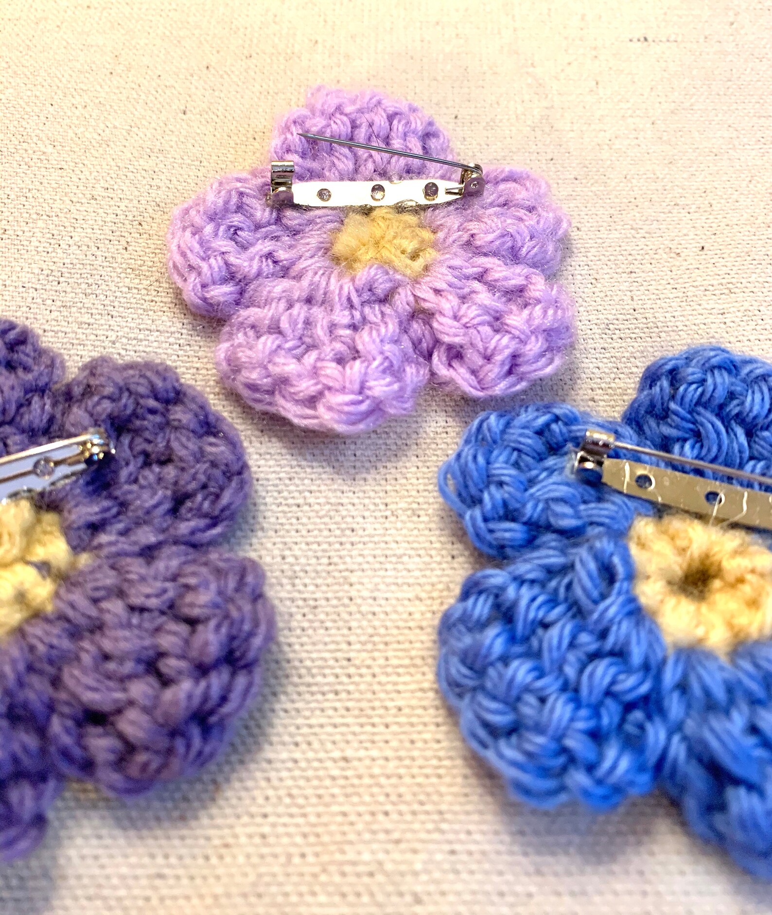 Crochet Flower Pin / Me Not Dementia Brooch for Etsy