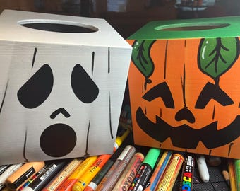 Jack-o-lantern tissue box
